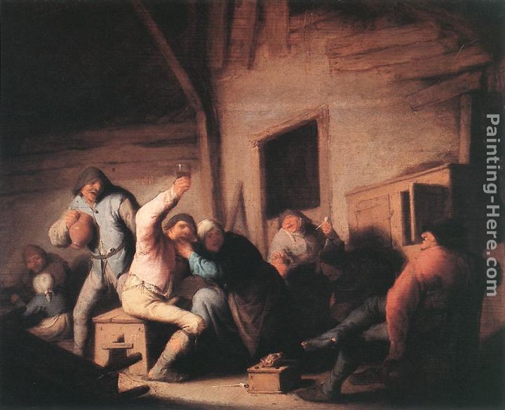 Carousing Peasants in a Tavern painting - Adriaen van Ostade Carousing Peasants in a Tavern art painting